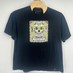 Monster Energy Men's Black Day of the Dead Skull Graphic T-Shirt Size XXXL (3XL)